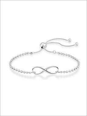 925 Sterling Silver Infinity Adjustable Bolo Beaded Ball Chain Bracelet for